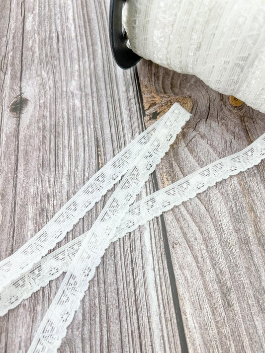 Off White Lace Like Elastic Trim 5/8 inch width x 10 yards