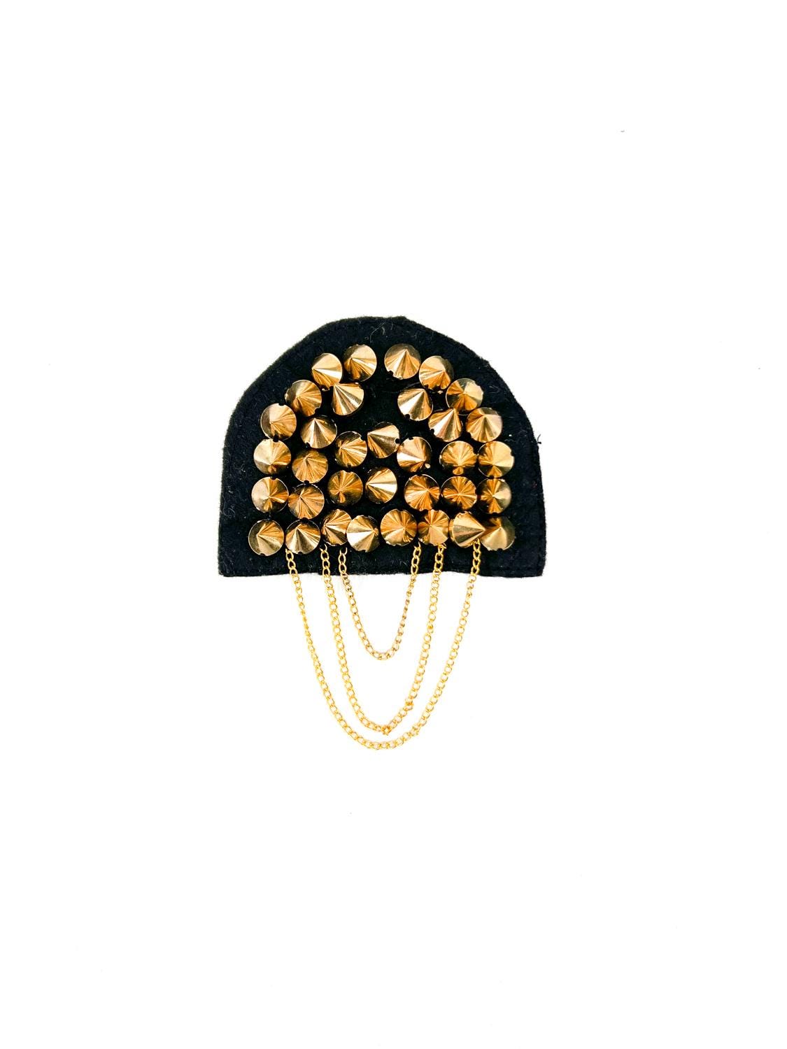 Gold Spikes and Chains Applique Epaulette