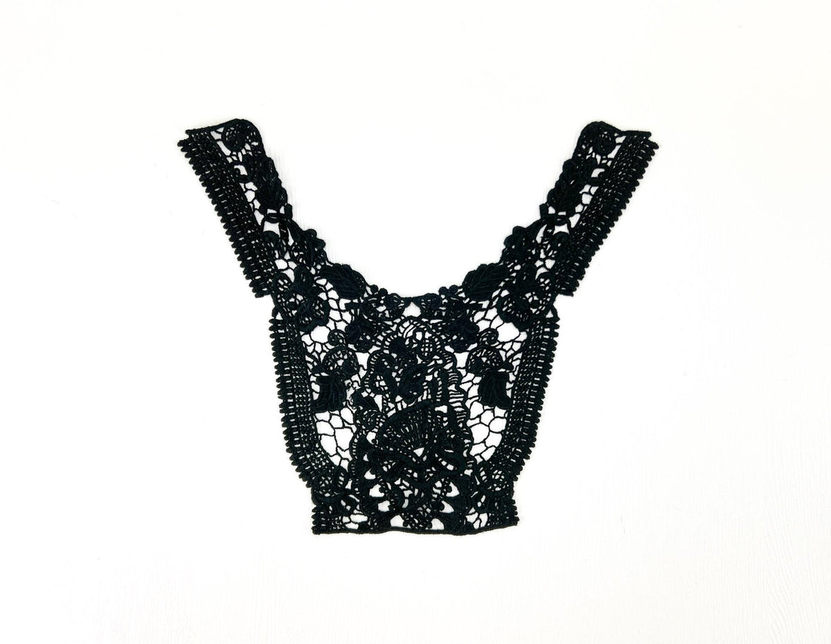Black Floral Cotton Applique