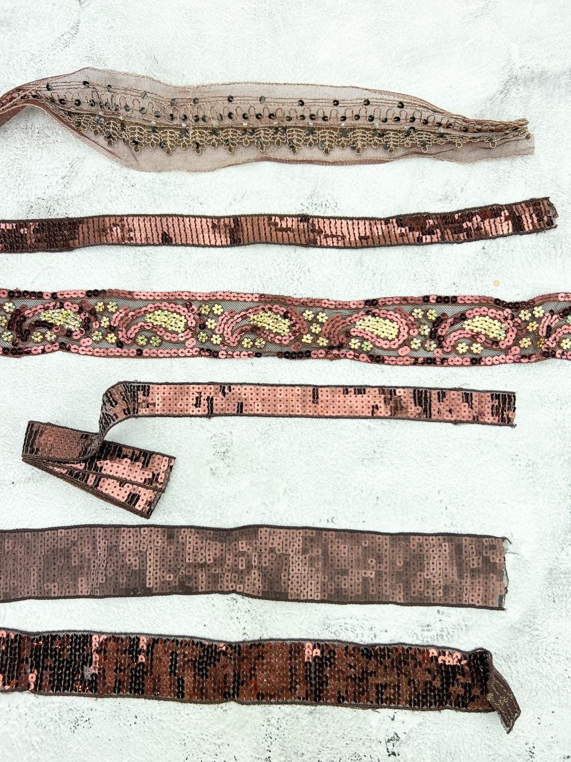Brown and Gold Variety Fancy Trim Scrap Pack Scrap Bundle Pack