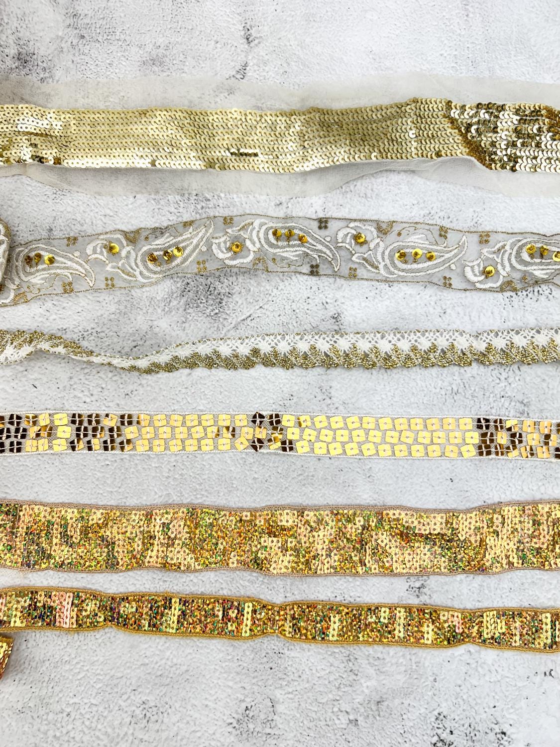 White and Gold Variety Fancy Trim Scrap Pack Scrap Bundle Pack