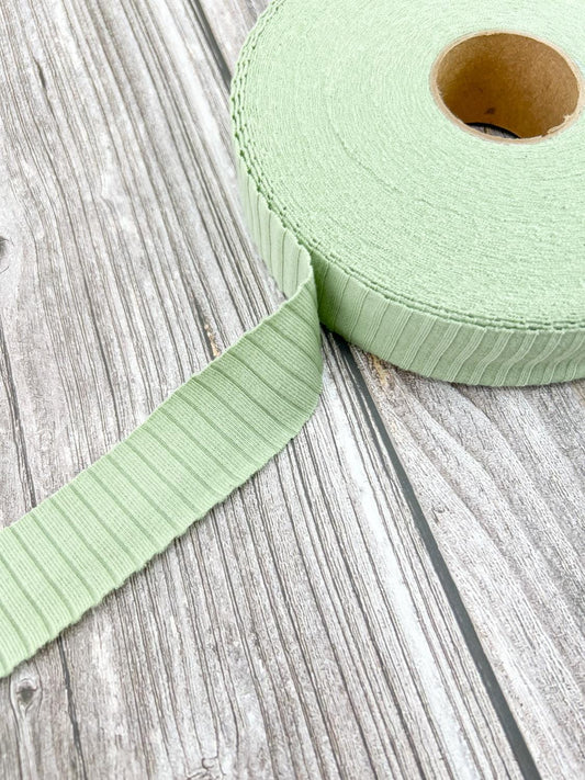 Light Green Rib Knit Bias Tape Binding Tape 1.25 inches width x 25 yards