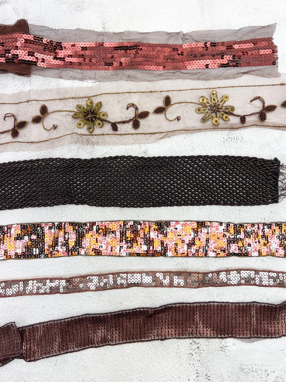 Brown and Gold Variety Fancy Trim Scrap Pack Scrap Bundle Pack