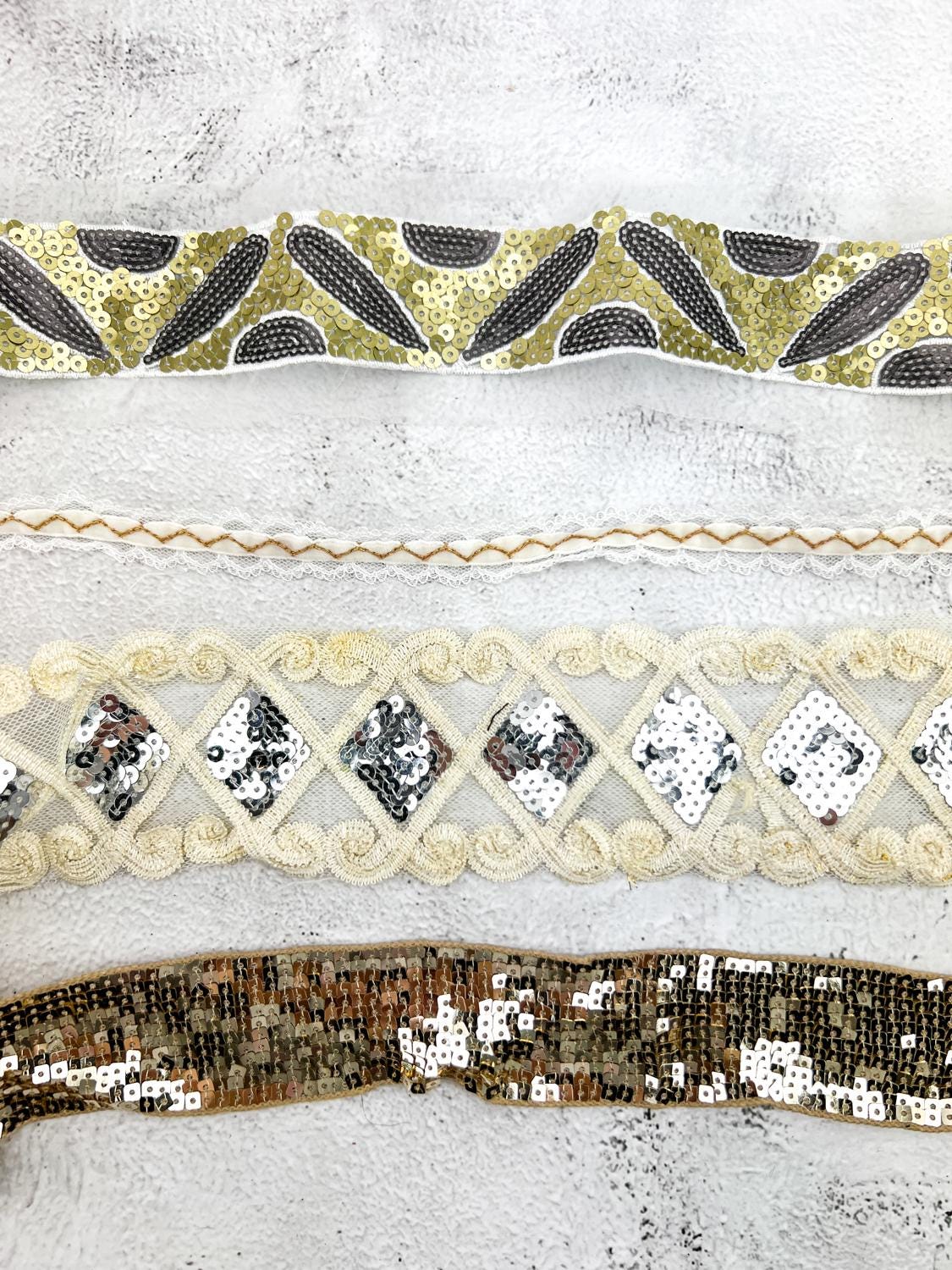 White and Gold Variety Fancy Trim Scrap Pack Scrap Bundle Pack