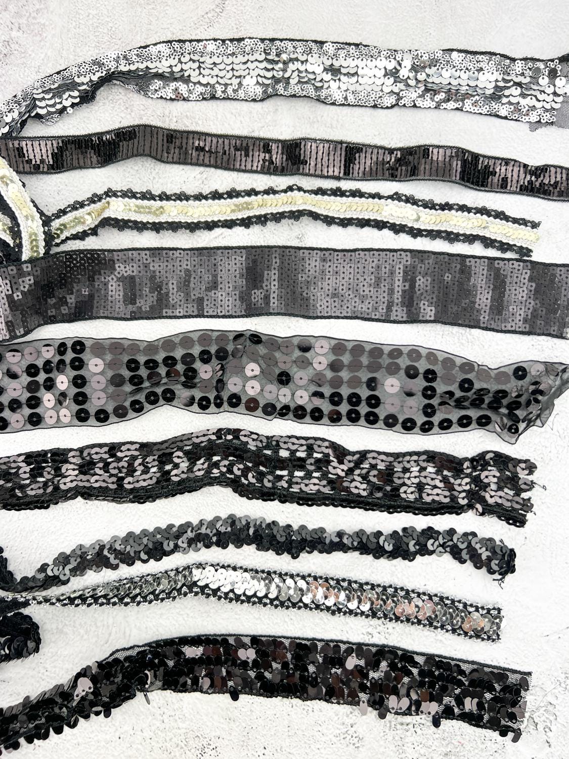 Black and Silver Variety Fancy Trim Scrap Pack Scrap Bundle Pack