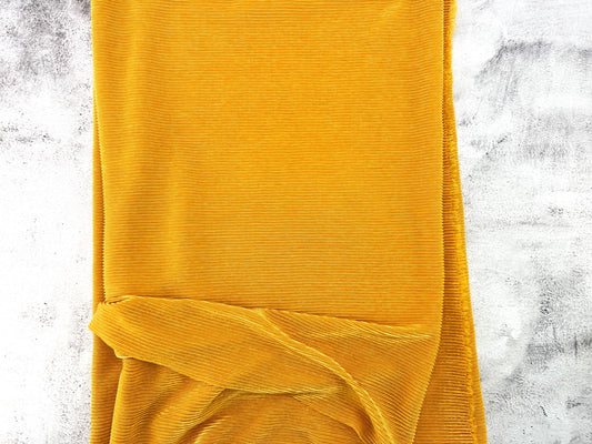 Mustard Yellow Pleated Woven Fabric Remnant 1 yard