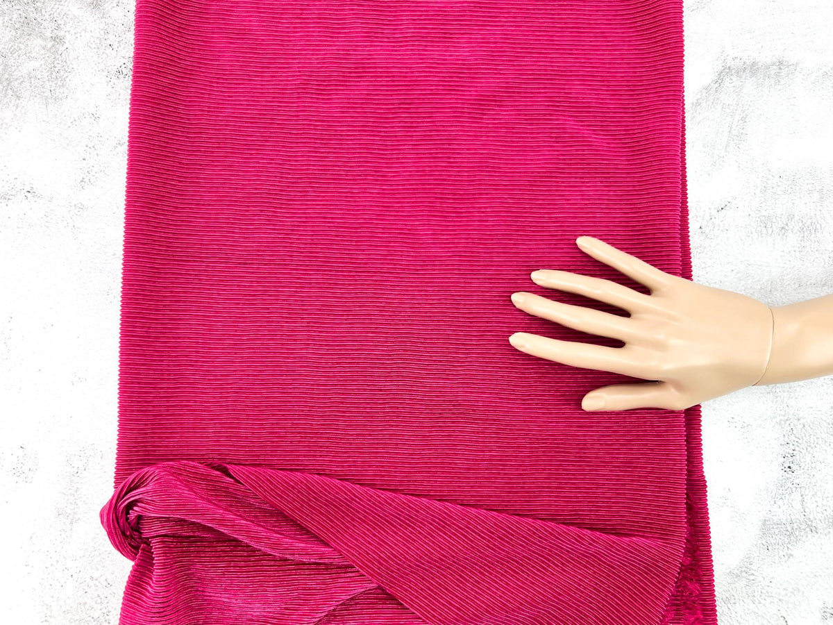 Fuscia Pleated Woven Fabric Remnant 1.25 yards