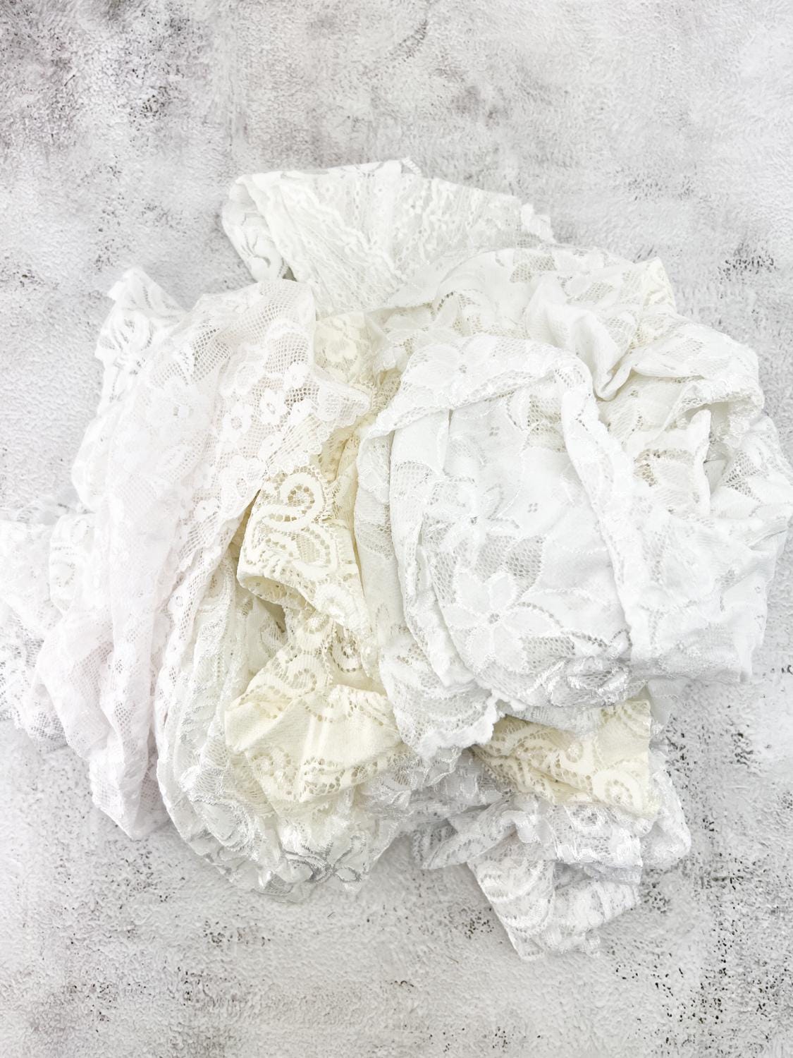 Off White Wide Stretch Lace Trim Mixed Variety Trim Scrap Pack Scrap Bundle Pack 10 Pieces Over 16 yards