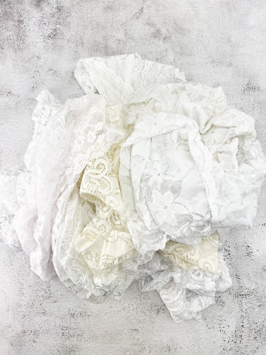 Off White Wide Stretch Lace Trim Mixed Variety Trim Scrap Pack Scrap Bundle Pack 10 Pieces Over 16 yards