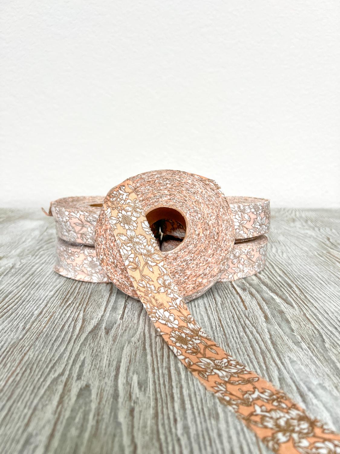 Peach Floral Bias Tape Bundle Pack of 5 Binding Tape Bias Trim Woven Bias Tape 75 yards
