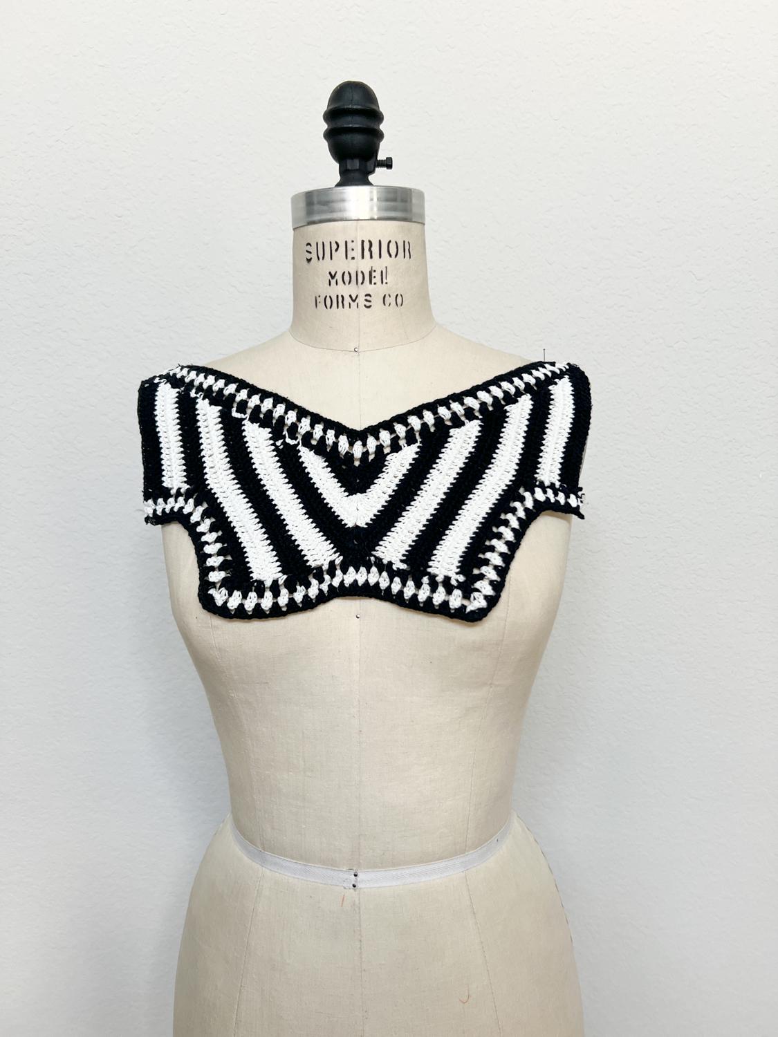 Black and Off White Stripe Cotton Applique