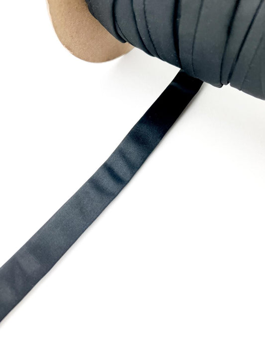 Black Satin Wide Straps Hollow Tube Tubular Trim 10 yards