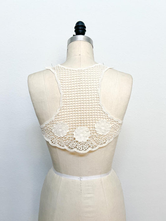 Ecru Floral Racerback Applique