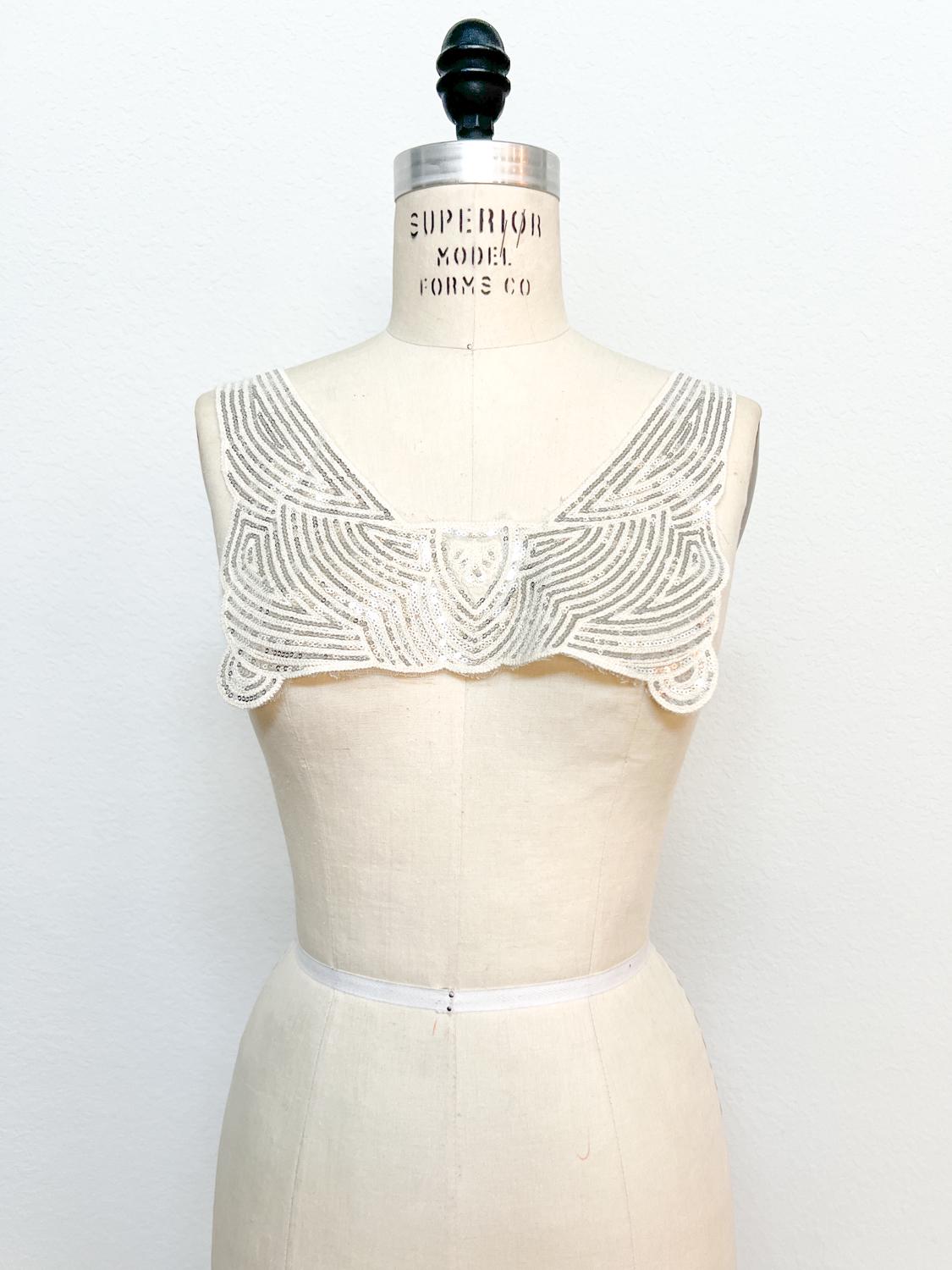 Silver Sequined Applique for Front Top