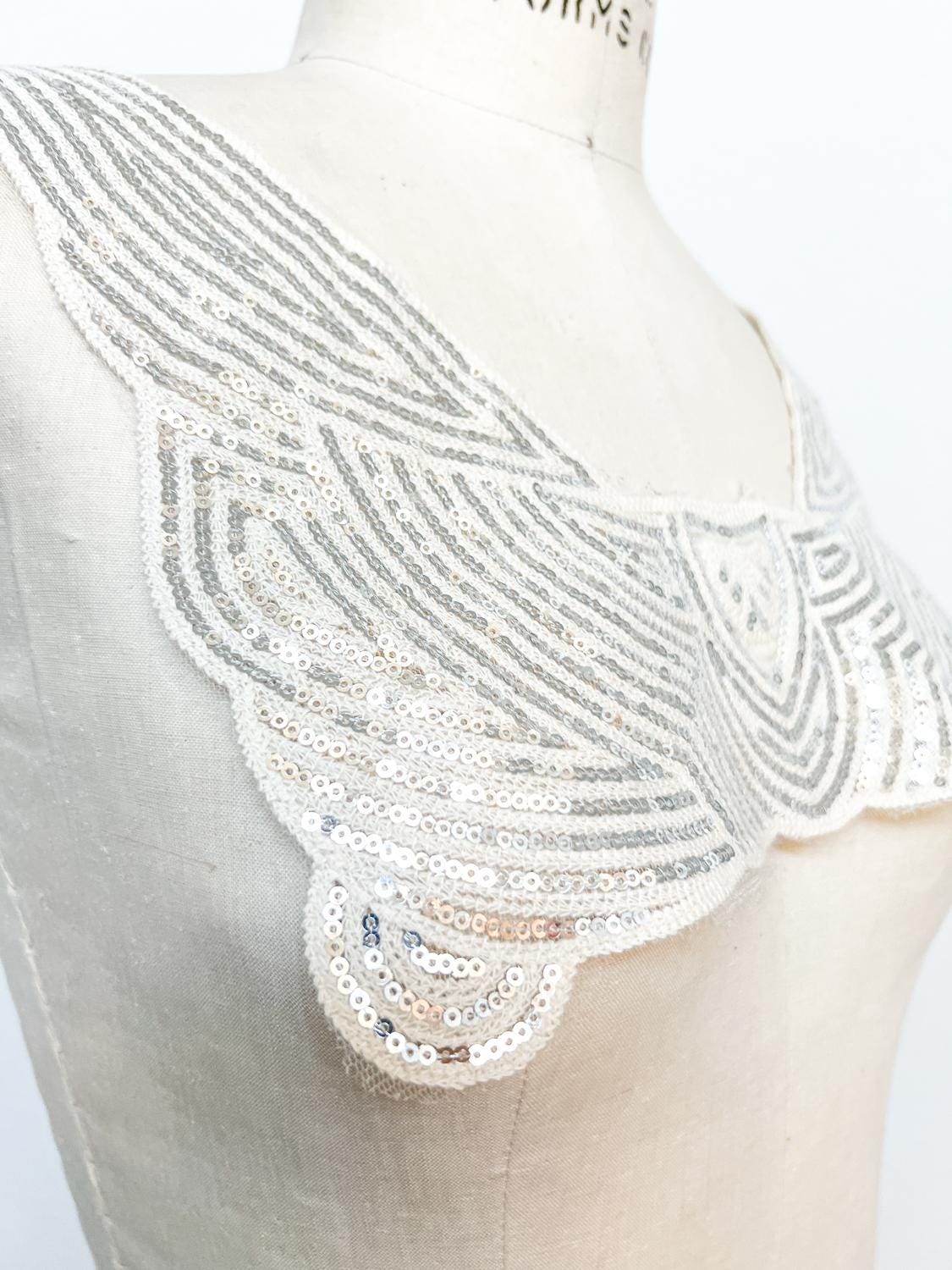 Silver Sequined Applique for Front Top