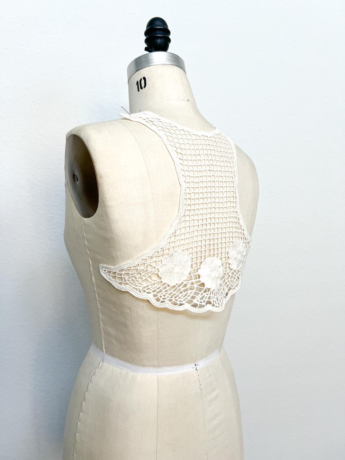 Ecru Floral Racerback Applique