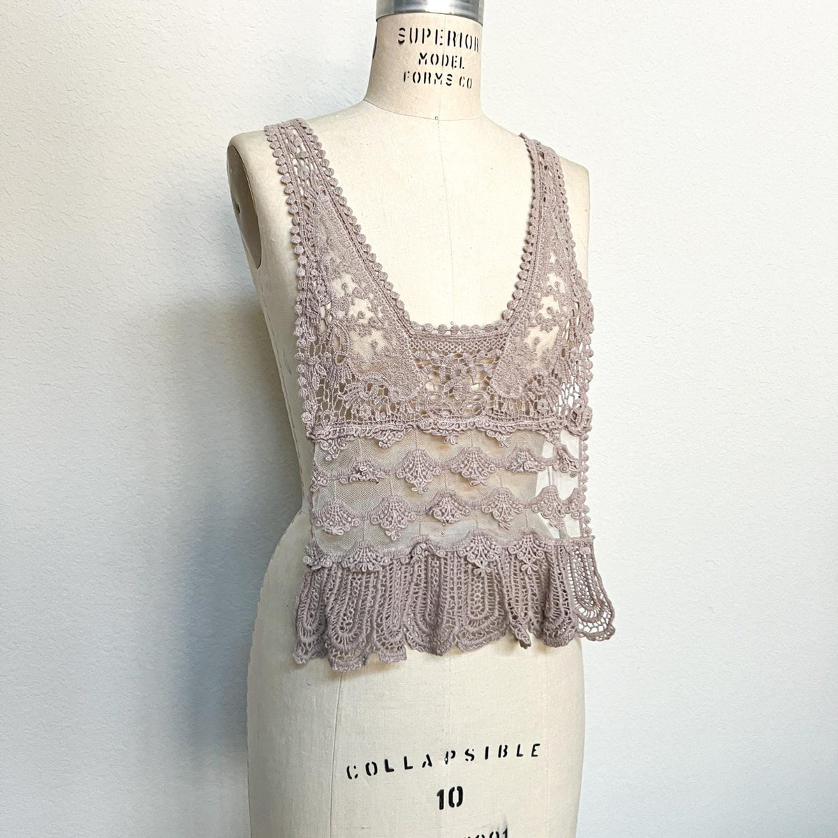 Beige Cotton Lace Applique with for Full Front Top