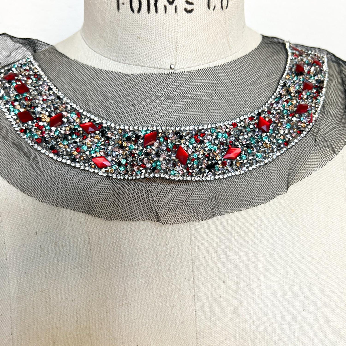 Rhinestone Neck Applique Front Applique for DIY Sewing Supplies Craft Notions
