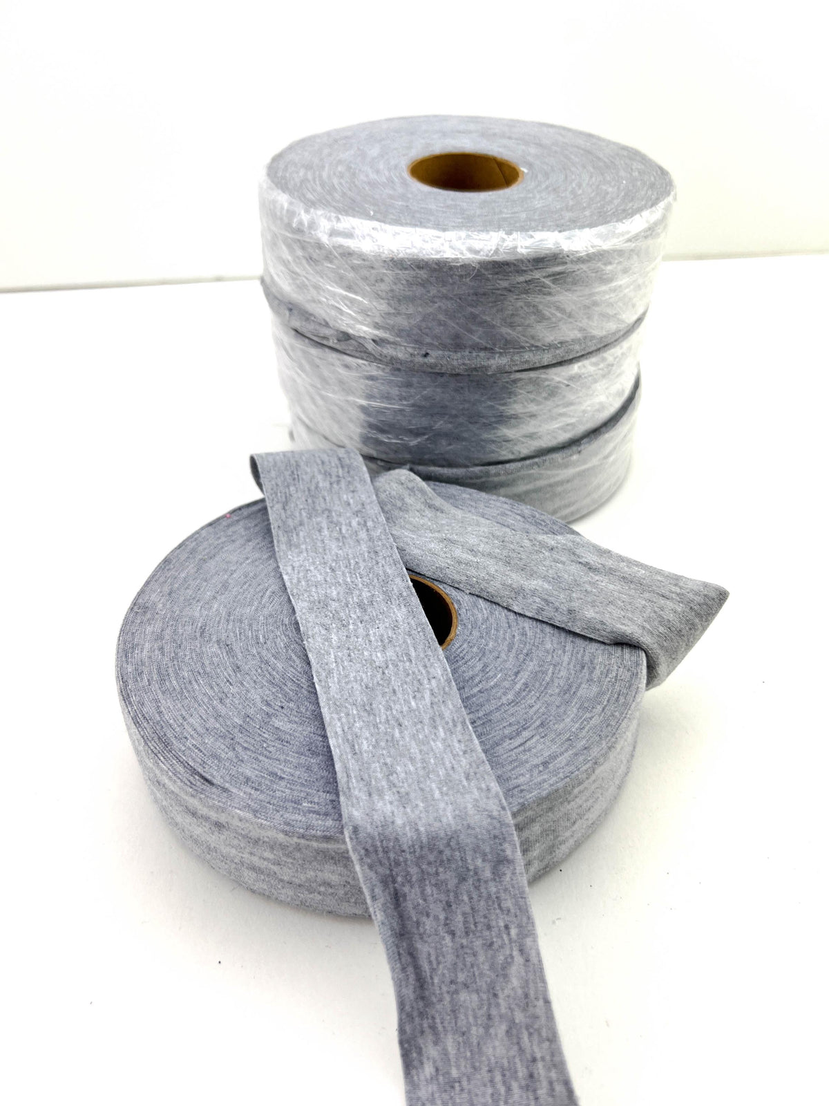 Heather gray knit bias tape bundle, 4 large rolls