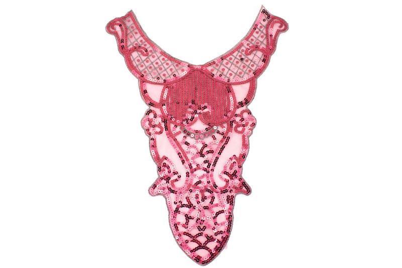 Red Sequined Front Neck Applique APP00185 - Felinus Fabrics