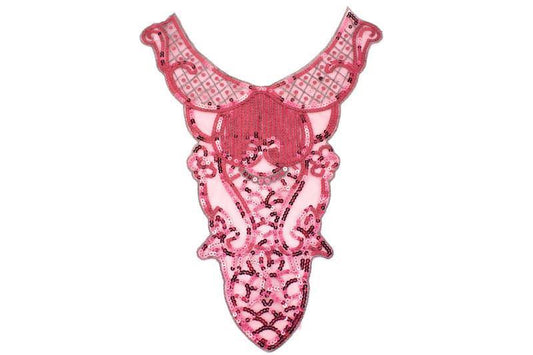 Red Sequined Front Neck Applique APP00185 - Felinus Fabrics