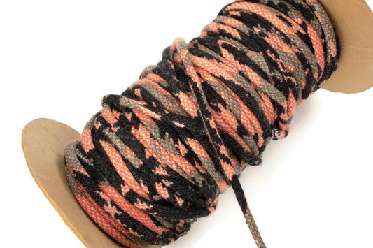Black and Red Snake Skin Print Sweater Knit Trim Spaghetti Straps Hollow Tube Tubular Trim 5 yards - Felinus Fabrics