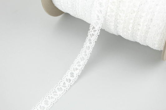 White Narrow Stretch Lace Trim 5 yards SLT00212 - Felinus Fabrics