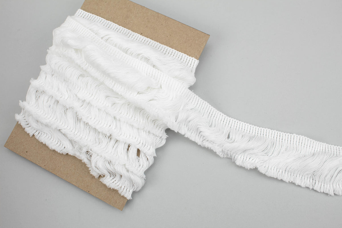 White Cotton Fringe Trim 2 inches width x 2.25 inches length ATN00990 - Felinus Fabrics