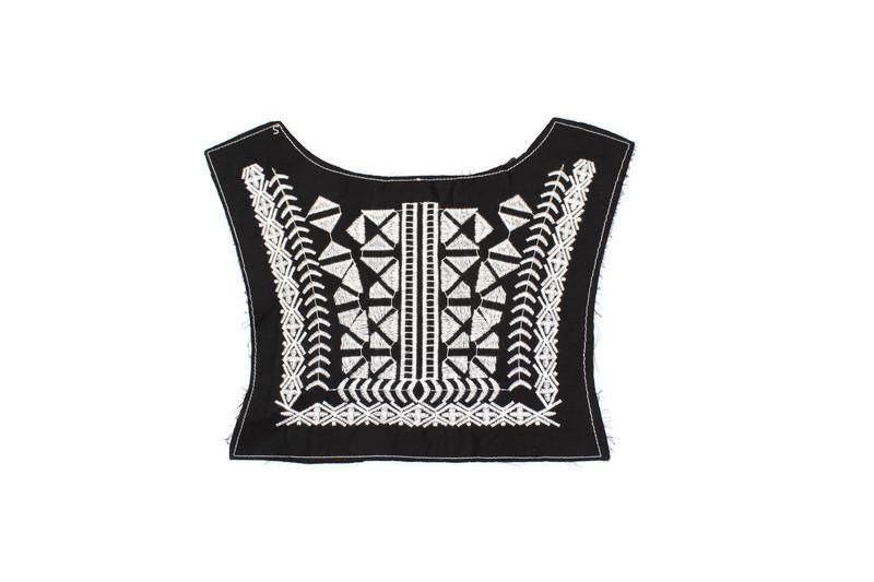 Black Embroidered Cotton Applique APP00196 - Felinus Fabrics