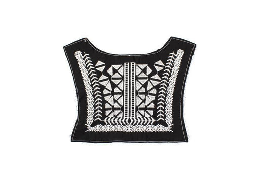 Black Embroidered Cotton Applique APP00196 - Felinus Fabrics
