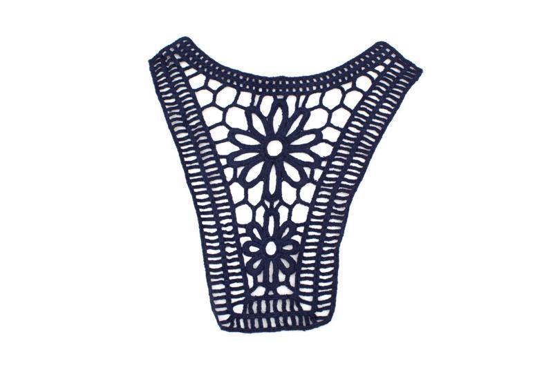 Navy Blue Cotton Lace Applique APP00203 - Felinus Fabrics