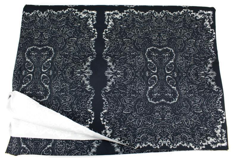 Navy Floral Panel Print Stretch Cotton Twill Woven Fabric Designer Fabric Made in Germany KBC Fashion GmbH  3.25 yards ATW00122 - Felinus Fabrics