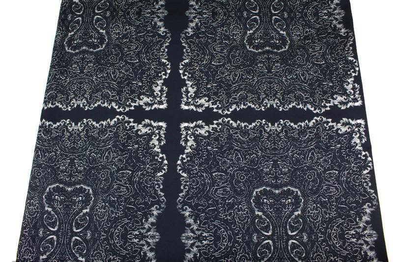 Navy Floral Panel Print Stretch Cotton Twill Woven Fabric Designer Fabric Made in Germany KBC Fashion GmbH  3.25 yards ATW00122 - Felinus Fabrics