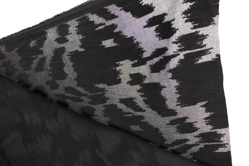 Black Flocked Light Weight Cotton Woven Designer Fabric by the yard - Felinus Fabrics