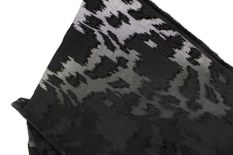 Black Flocked Light Weight Cotton Woven Designer Fabric by the yard - Felinus Fabrics