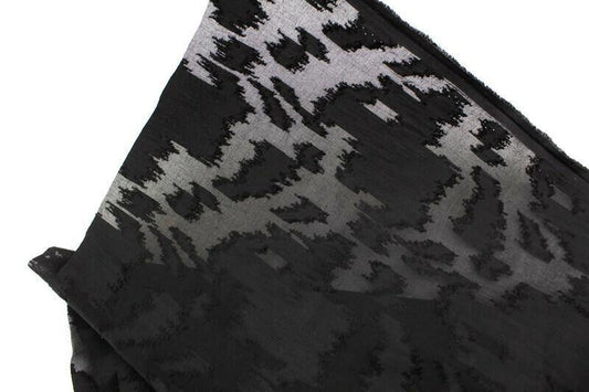Black Flocked Light Weight Cotton Woven Designer Fabric by the yard - Felinus Fabrics