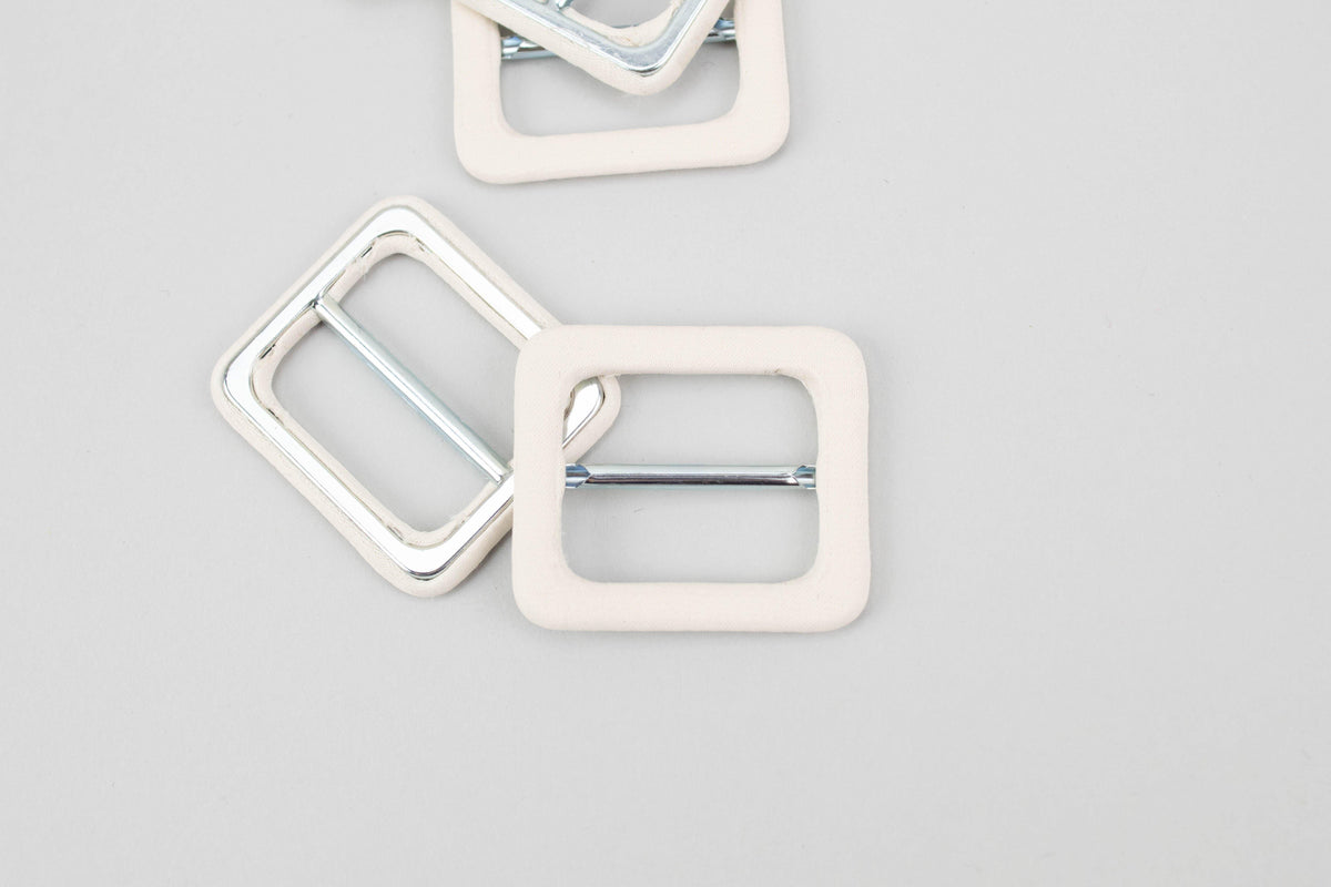 Cream Covered Slide Buckle 1-5/8 inches x 1-3/8 inches 2 Pieces NTN00049 - Felinus Fabrics
