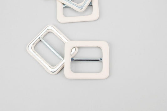 Cream Covered Slide Buckle 1-5/8 inches x 1-3/8 inches 2 Pieces NTN00049 - Felinus Fabrics