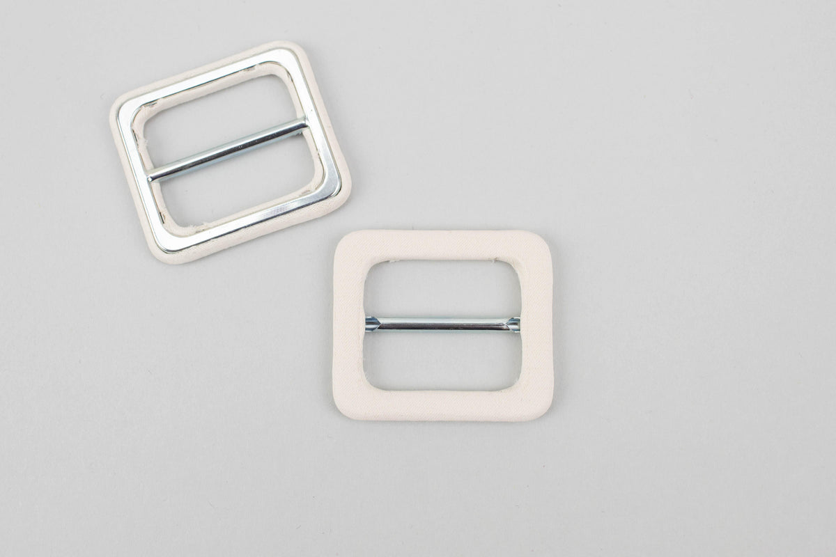 Cream Covered Slide Buckle 1-5/8 inches x 1-3/8 inches 2 Pieces NTN00049 - Felinus Fabrics