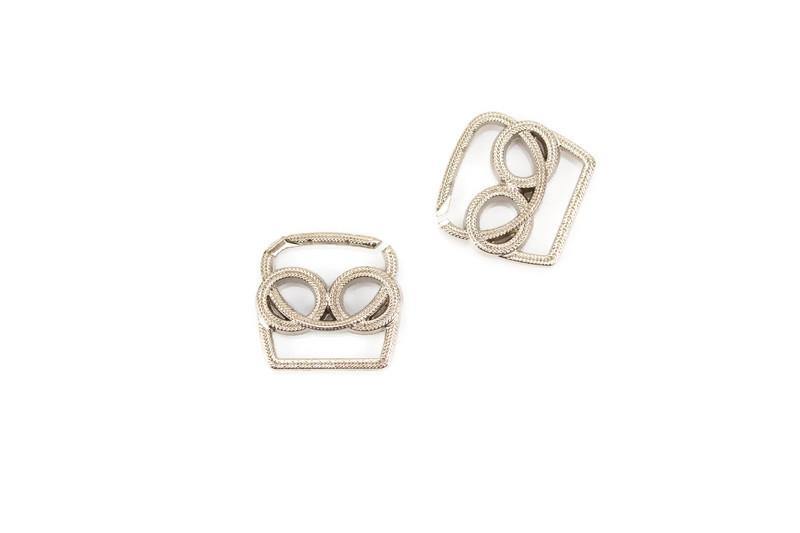 Silver Two Circle Belt Buckle Metal Piece NTN00051 - Felinus Fabrics