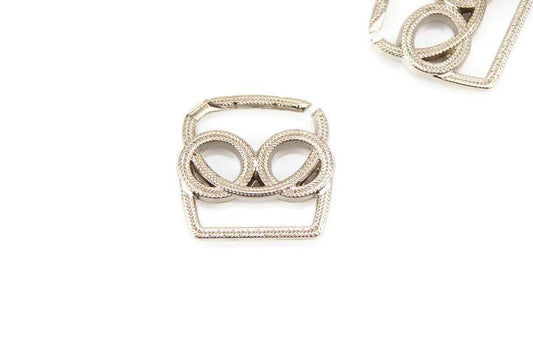Silver Two Circle Belt Buckle Metal Piece NTN00051 - Felinus Fabrics