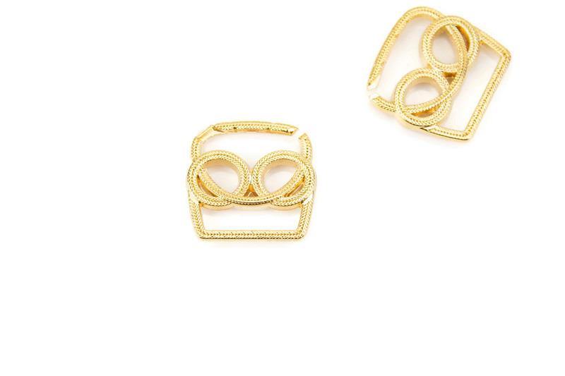 Gold Two Circle Belt Buckle Metal Piece NTN00050 - Felinus Fabrics