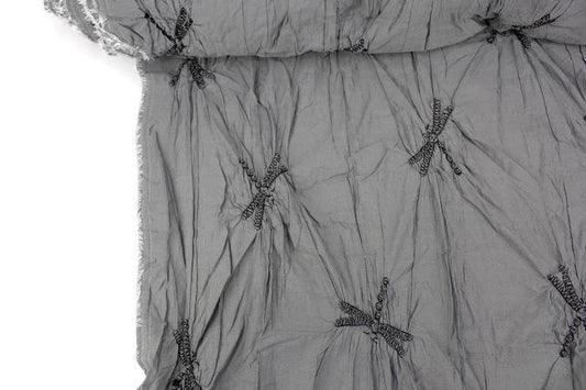 Gray Crinkled Dragon Fly Woven Designer Fabric by the yard LWW00203R - Felinus Fabrics