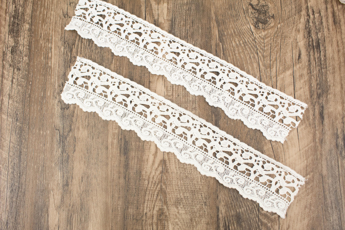 Off White Rectangular Cotton Lace Trim Bundle Pack 20 Pieces SPK00130 - Felinus Fabrics