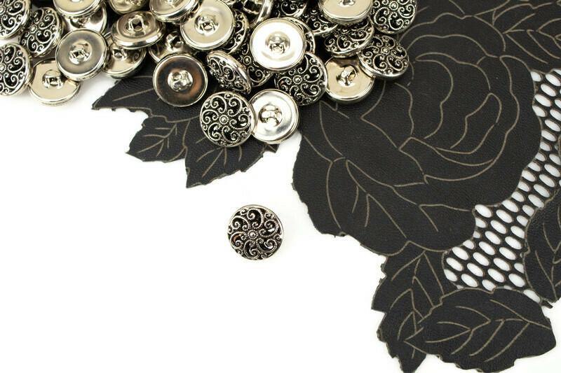 18mm Antique Silver Swirly Metal Buttons 5 Pieces - Felinus Fabrics