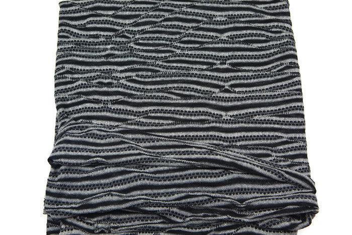 Black Gray Wavy Stripe Open Weave Sweater Knit Fabric 1 Yard and 22 Inches - Felinus Fabrics