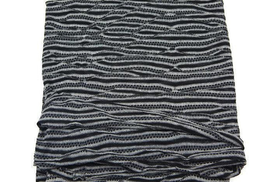 Black Gray Wavy Stripe Open Weave Sweater Knit Fabric 1 Yard and 22 Inches - Felinus Fabrics