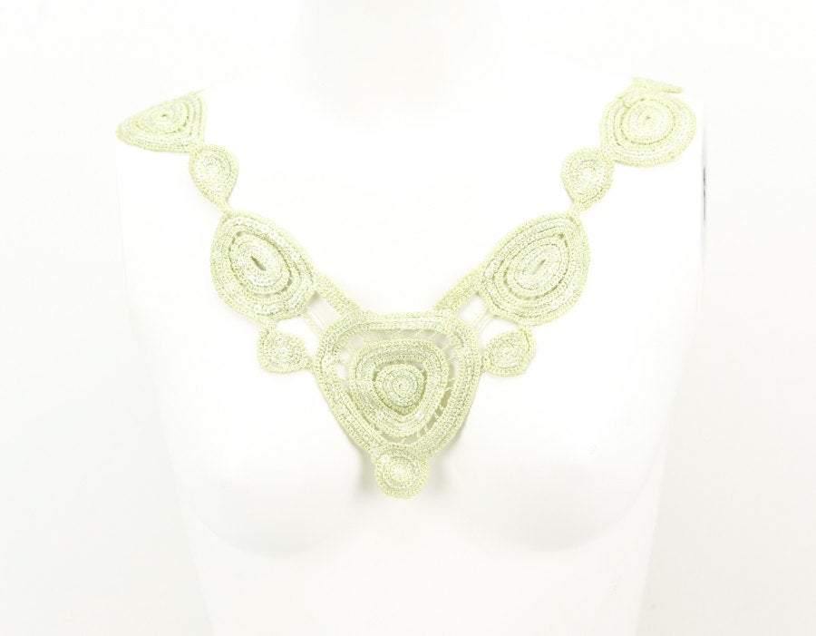 Light Green Lace Appliqué with Circular Designs and Sequins  APP00081 - Felinus Fabrics