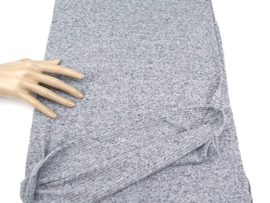 Crinkle Knit Jersey Fabric Heather Dark Blue and Off White by the Yard ATK00043R - Felinus Fabrics