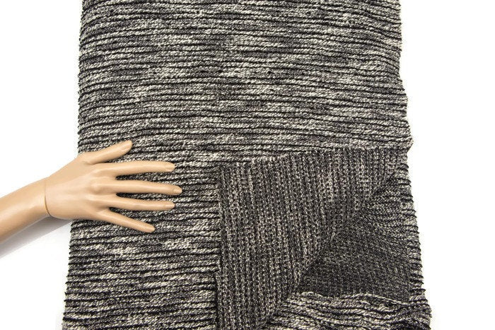Textured Black Off White Tweed Like Sweater Knit Fabric by the Yard Extra Wide